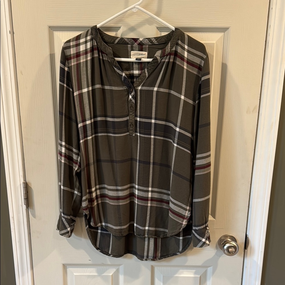 Plaid Button-Up Women's Top